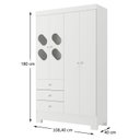 Ver imagem 7 de Quarto de Bebê Completo Guarda Roupa 4 Portas 3 Gavetas com Cômoda e Berço Hera Branco