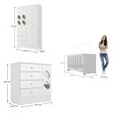 Ver imagem 3 de Quarto de Bebê Completo Guarda Roupa 4 Portas 3 Gavetas com Cômoda e Berço Hera Branco