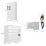 Quarto de Bebê Completo Guarda Roupa 4 Portas 3 Gavetas com Cômoda e Berço Hera Branco - 3