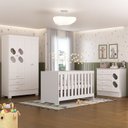 Ver imagem 1 de Quarto de Bebê Completo Guarda Roupa 4 Portas 3 Gavetas com Cômoda e Berço Hera Branco