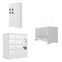 Ver imagem 2 de Quarto de Bebê Completo Guarda Roupa 4 Portas 3 Gavetas com Cômoda e Berço Hera Branco