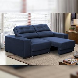 Sofá Retrátil e Reclinável 3 Lugares 1,80m Raissa Suede Azul Rover & Beato - 5