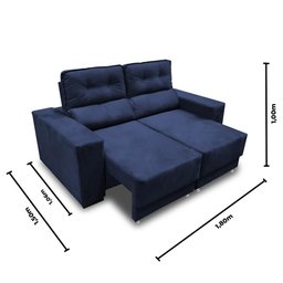 Sofá Retrátil e Reclinável 3 Lugares 1,80m Raissa Suede Azul Rover & Beato - 3