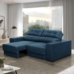 Sofá Retrátil e Reclinável 3 Lugares 1,80m Raissa Suede Azul Rover & Beato - 1