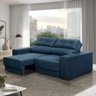 Sofá Retrátil e Reclinável 3 Lugares 1,80m Raissa Suede Azul Rover & Beato - 1
