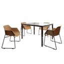 Ver imagem 2 de Conjunto Sala de Jantar 4 Lugares Retangular Tampo de Vidro 120x85cm Mesa Smart com Cadeiras Lodelô Preto/Pinus