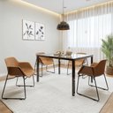 Ver imagem 1 de Conjunto Sala de Jantar 4 Lugares Retangular Tampo de Vidro 120x85cm Mesa Smart com Cadeiras Lodelô Preto/Pinus