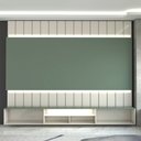 Ver imagem 6 de Painel para Tv 85 Polegadas Imperator 3 Portas 100% Mdf com Led Off White/verde - Panorama Móveis