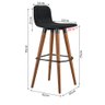 Kit 3 Banquetas Altas Luxo Linea Aço Preto Linho Preto Base Carvalho - 6
