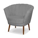 Ver imagem 4 de Poltrona Cadeira Pétala Flor Decorativa Suede Cinza Claro