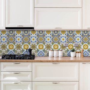 Adesivo de Azulejo Português Floral Arte Destaque