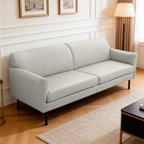 Sofá 3 Lugares para Sala Living Pés Industrial 220cm Nunno F04 Couríssimo Gelo - Lyam Decor