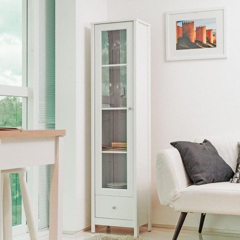Cristaleira Ditália 1 Porta de Vidro 1 Gaveta E-962 cor:branco