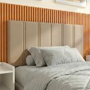 Ver imagem 2 de Cabeceira Painel Duana Solteiro Estofada Dobrável para Quarto Fixação Parede - Bege