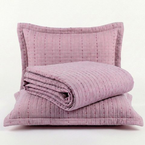 Kit Cobre Leito Bordare King 300 Fios Colcha Luxo Toque de Algodão 3 Peças Roxo Malva