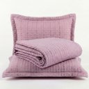 Ver imagem 1 de Kit Cobre Leito Bordare King 300 Fios Colcha Luxo Toque de Algodão 3 Peças Roxo Malva