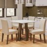 Conjunto de Mesa Sala de Jantar Athenas 0,90m 4 Cadeiras Trieste Cedro / Off White / Areia Dobuê - 2