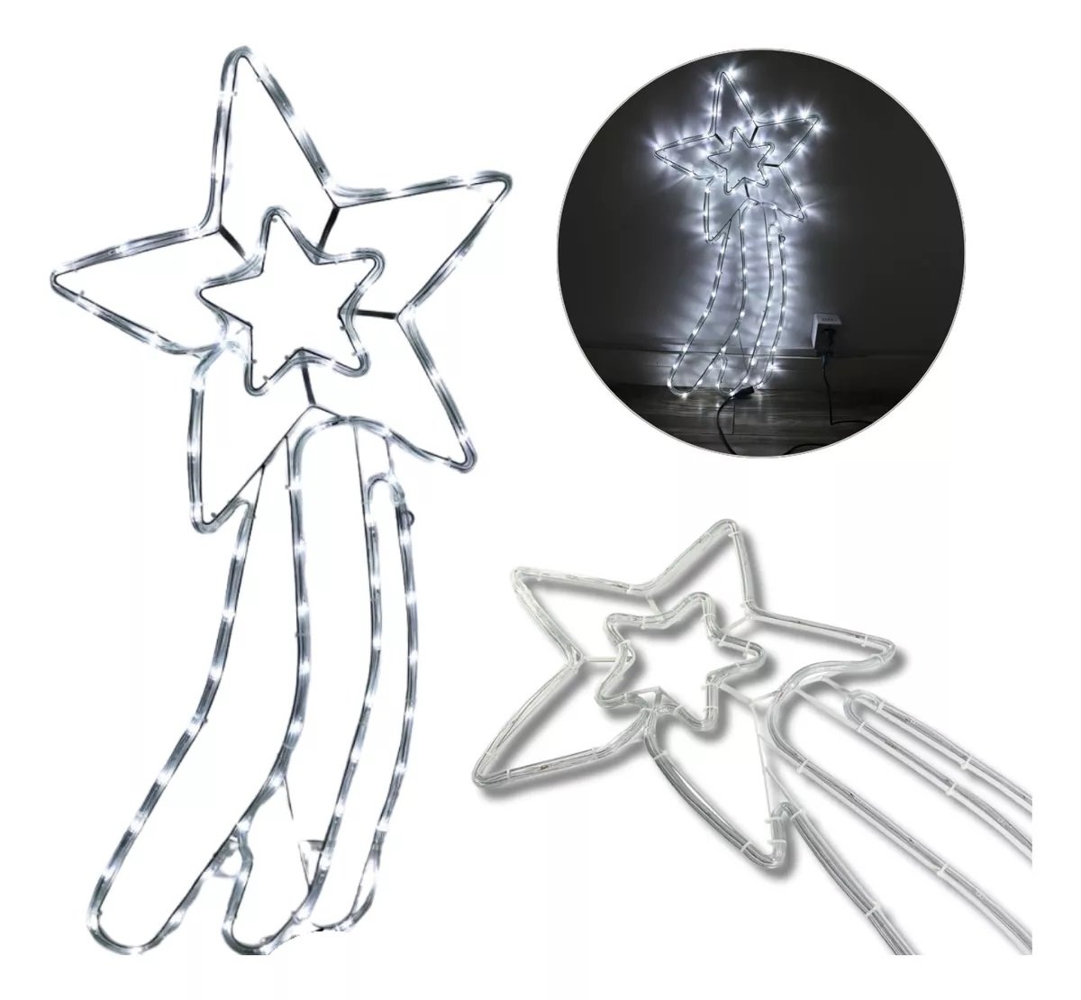 Pisca Pisca Estrela Cadente Enfeite Natalino Led Branco 127v - 7