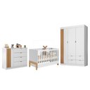 Ver imagem 1 de Dormitório Infantil Ayla Guarda Roupa, Cômoda e Berço Branco Acetinado - Phoenix Baby