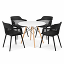 Ver imagem 2 de Conjunto de Jantar Mesa Eiffel 120cm Branco + 4 Cadeiras Marcela Preta