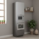 Ver imagem 1 de Paneleiro de Cozinha 60cm com Rodapé para Micro-ondas e Forno de Embutir 1 Porta e 1 Gaveta Lumina