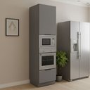 Ver imagem 1 de Paneleiro de Cozinha 60cm com Rodapé para Micro-Ondas e Forno de Embutir 1 Porta e 1 Gaveta Lumina Cinza