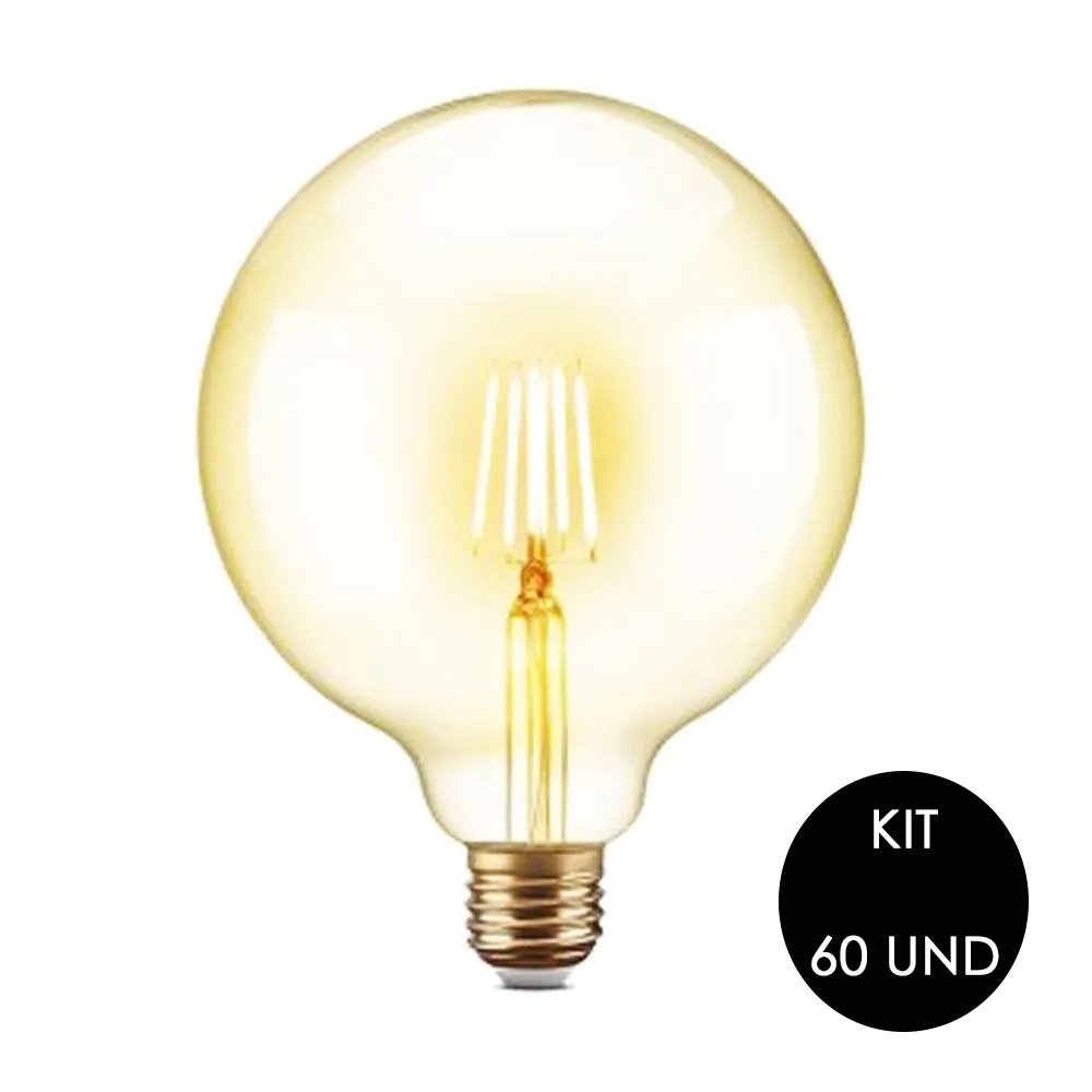 Lâmpada de LED Multi Filamento Kit 60 Uni Ballon Retro Vintage Bivolt 380Lm 30W Iluminação - 2