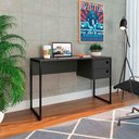 Ver imagem 1 de Mesa Escrivaninha Multiuso com 2 Gavetas Pés em Metal 1,20m Grafite