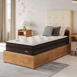 Conjunto Cama Box Solteiro Zoe Com Molas Ensacadas 088x188x62,4cm Yescasa