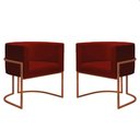 Ver imagem 1 de Kit 2 Poltronas Reforçada Decorativa Sala Nayara Base Ferro Bronze Suede Marsala
