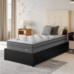 Conjunto Cama Box Solteiro Zoe Com Molas Ensacadas 088x188x62,4cm Yescasa