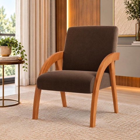 Poltrona Decorativa Veludo Marrom Duda Espresso Móveis