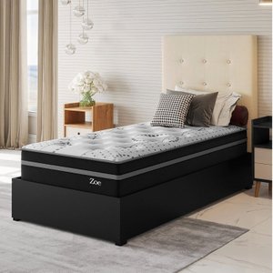 Conjunto Cama Box Solteiro Zoe Com Molas Ensacadas 088x188x62,4cm Yescasa