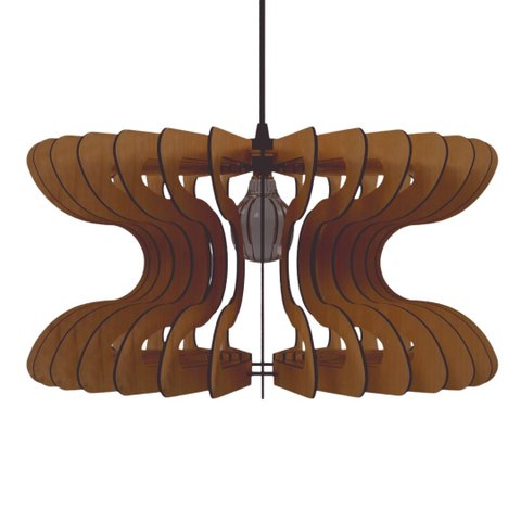 Luminária Teto tipo Pendente COBRA MDF - Completa - Cor: Marrom