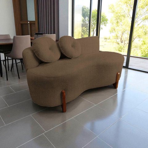 Namoradeira Sofá Feijão Lounge Orgânica Linho Marrom