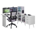 Ver imagem 3 de Mesa para Computador Gamer em L 3 Gavetas Branco Lisboa Madesa