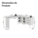 Ver imagem 4 de Mesa para Computador Gamer em L 3 Gavetas Branco Lisboa Madesa