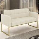 Ver imagem 2 de Sofá Namoradeira Base Industrial Dourado Ana Linho Bege - Ibiza