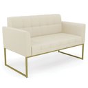 Ver imagem 1 de Sofá Namoradeira Base Industrial Dourado Ana Linho Bege - Ibiza