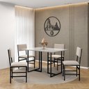 Ver imagem 1 de Conjunto para Sala de Jantar 118x80 Tampo MDF com 4 Cadeiras Belle Off White/Preto/Bege