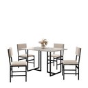 Ver imagem 2 de Conjunto para Sala de Jantar 118x80 Tampo MDF com 4 Cadeiras Belle Off White/Preto/Bege