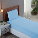 Ver imagem 1 de Kit Lençol de Solteiro 300 Fios Algodão 2 Peças Conjunto com Elástico e Fronha:azul Bebe