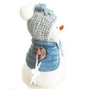 Ver imagem 2 de Escultura Boneco de Neve Natalino com Casaco Azul 19cm