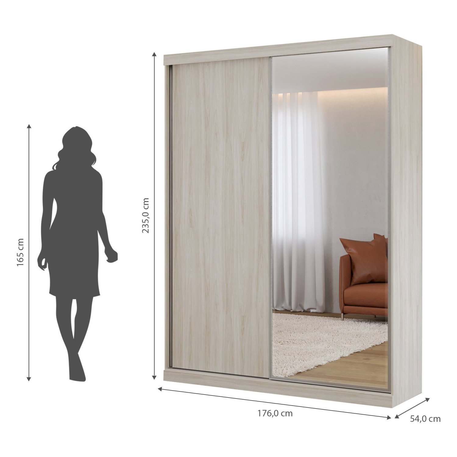 Guarda Roupas Modulado Solteiro com Espelho 176cm 2 Portas de Correr 100% Mdf Royal - 5