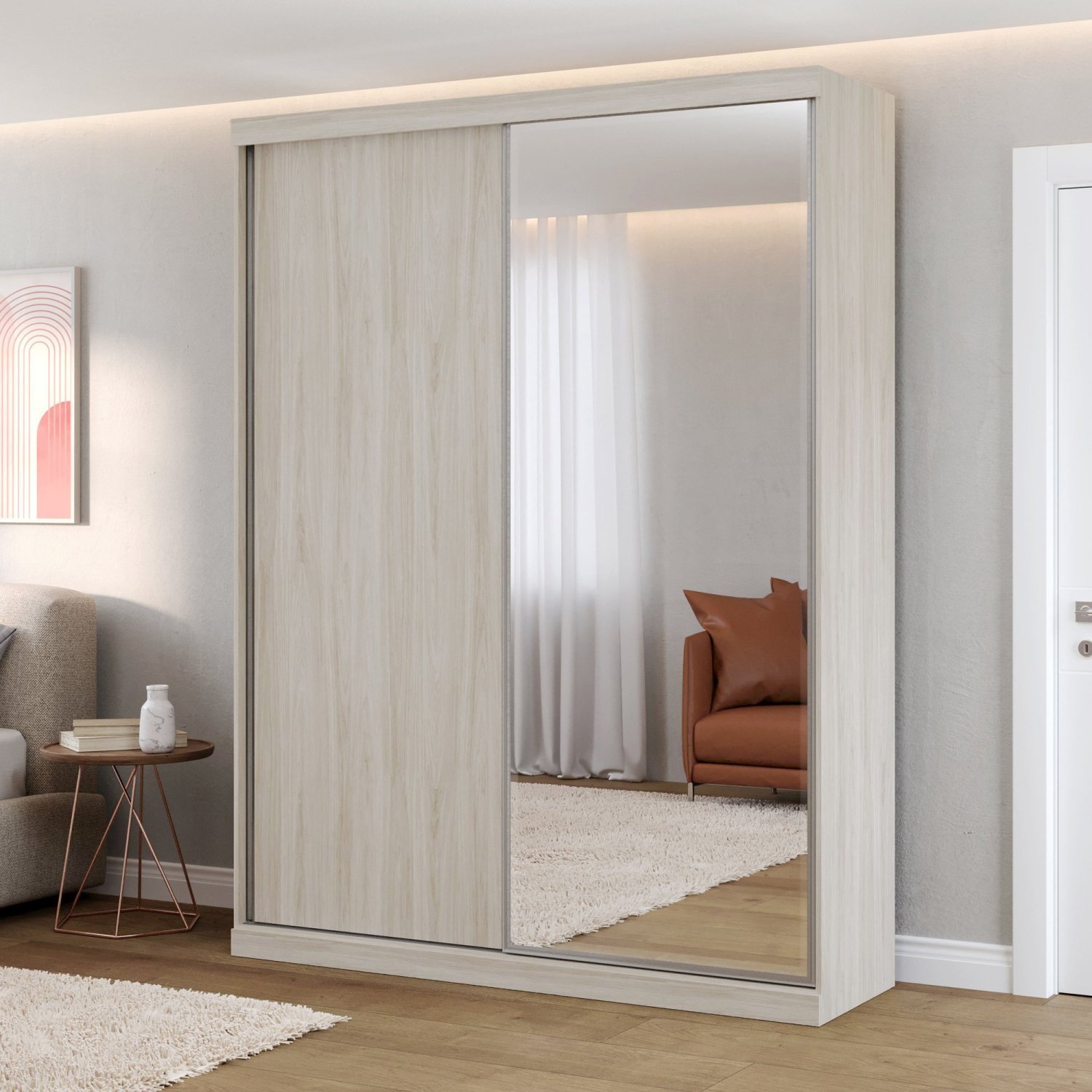 Guarda Roupas Modulado Solteiro com Espelho 176cm 2 Portas de Correr 100% Mdf Royal - 1