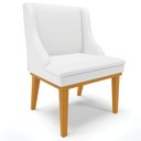 Ver mais imagens de Kit 6 Cadeiras Decorativas Sala de Jantar Base Fixa de Madeira Firenze PU Branco Fosco/Castanho G19