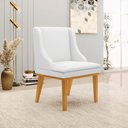 Ver imagem 2 de Kit 6 Cadeiras Decorativas Sala de Jantar Base Fixa de Madeira Firenze PU Branco Fosco/Castanho G19