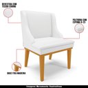 Ver imagem 4 de Kit 6 Cadeiras Decorativas Sala de Jantar Base Fixa de Madeira Firenze PU Branco Fosco/Castanho G19