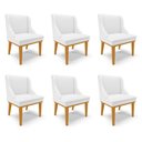 Ver imagem 1 de Kit 6 Cadeiras Decorativas Sala de Jantar Base Fixa de Madeira Firenze PU Branco Fosco/Castanho G19