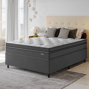 Conjunto Cama Box Casal Zoe Com Molas Ensacadas 138 x 188 x 65 Yescasa